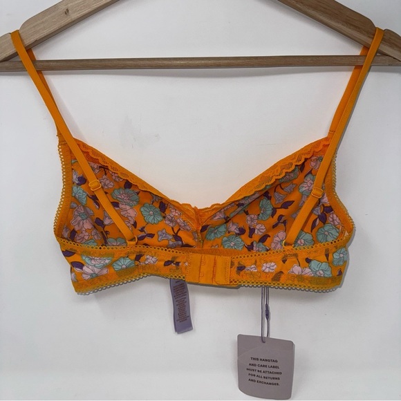 NWT Savage x Fenty Cotton essentials Bralette in yellow amber mini flower size S - Picture 5 of 9